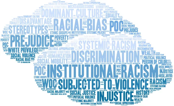 Racismo Institucional Palabra Nube Sobre Fondo Blanco — Vector de stock