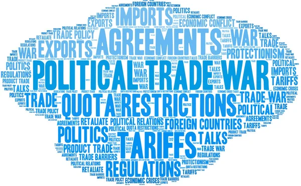 Beyaz Bir Arka Plan Üzerinde Siyasi Ticaret Savaş Kelime Bulutu — Stok Vektör
