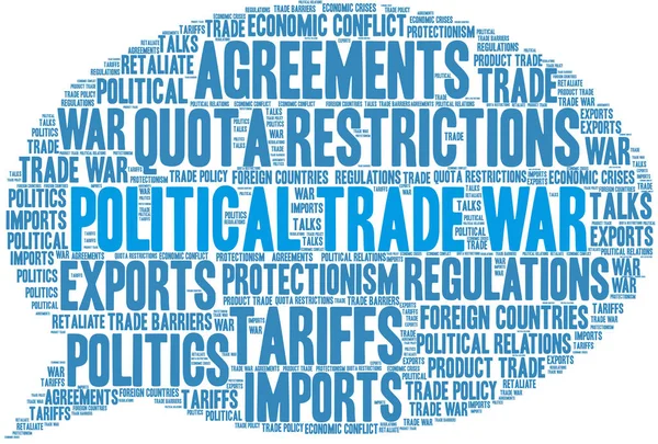 Beyaz Bir Arka Plan Üzerinde Siyasi Ticaret Savaş Kelime Bulutu — Stok Vektör