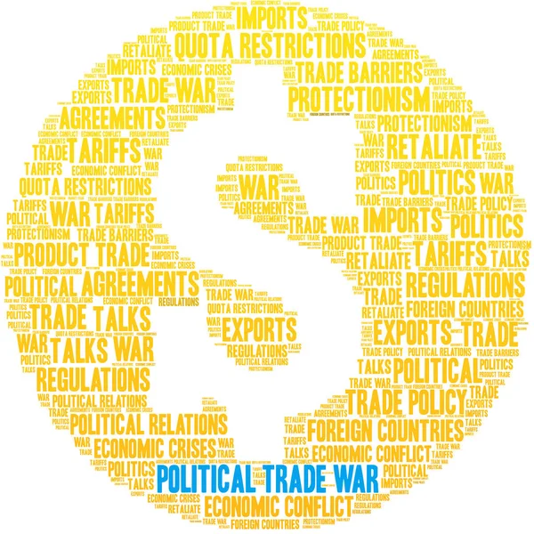 政治贸易战争词云彩在白色背景上 — 图库矢量图片