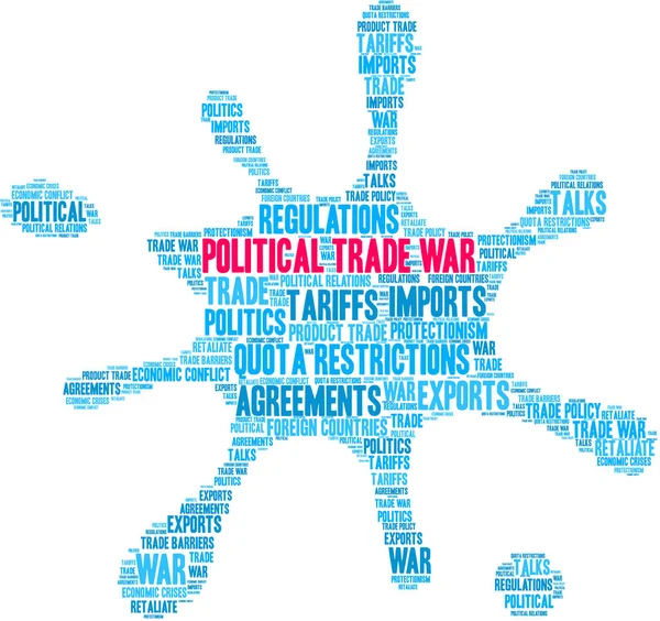 白の背景に政治的な貿易戦争単語の雲 — ストックベクタ