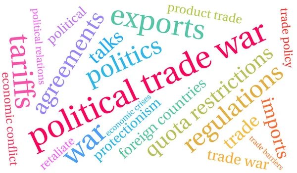 政治贸易战争词云彩在白色背景上 — 图库矢量图片