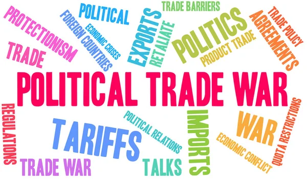 Politische Handelskriegswortwolke Auf Weißem Hintergrund — Stockvektor