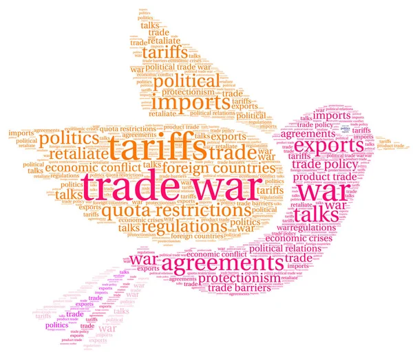 Торгова Війна Слово Хмара Білому Тлі — стоковий вектор