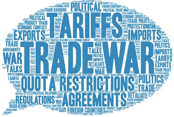 Trade War Nuage Mots Sur Fond Blanc — Image vectorielle