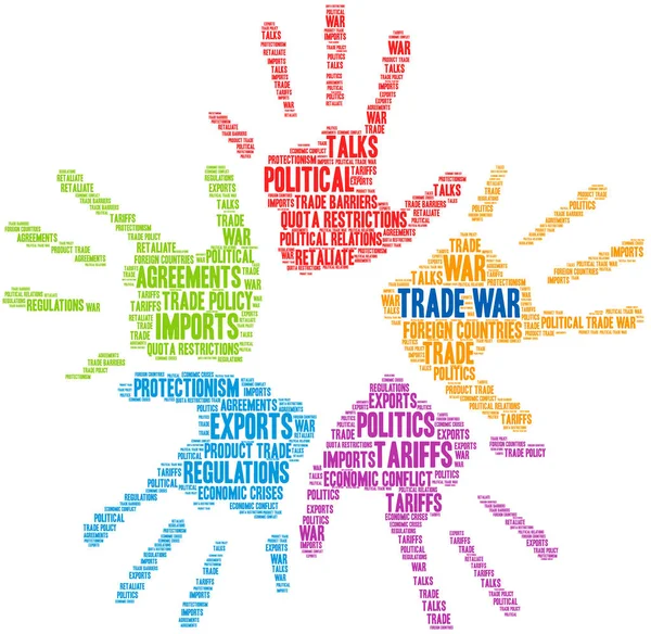 Trade War Nuage Mots Sur Fond Blanc — Image vectorielle