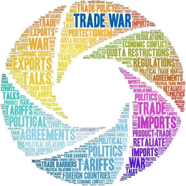 Trade War Nuvem Palavras Fundo Branco —  Vetores de Stock