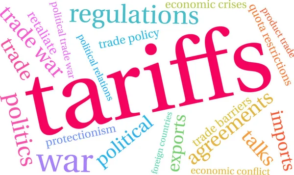 Tariffs Word Cloud White Background — Stock Vector