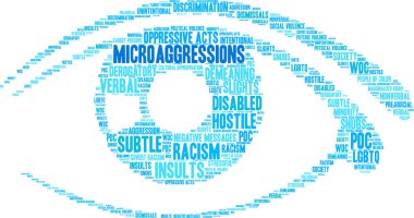 Microaggressions word cloud on a white background.  clipart
