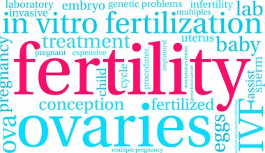 Doğurganlık kelime bulut beyaz bir arka plan üzerinde. 