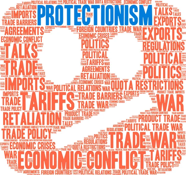 Protecionismo Nuvem Palavras Fundo Branco —  Vetores de Stock