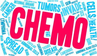 Kemoterapi kelime bulut beyaz bir arka plan üzerinde. 