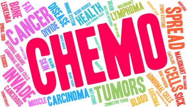 Kemoterapi kelime bulut beyaz bir arka plan üzerinde. 