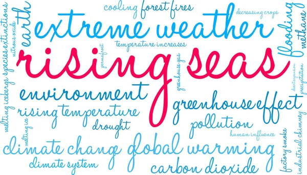 Stijgende Zeeën Word Cloud Een Witte Achtergrond — Stockvector