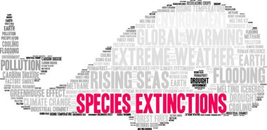 Türlerin yok olma bulut beyaz bir arka plan üzerinde kelime.. 