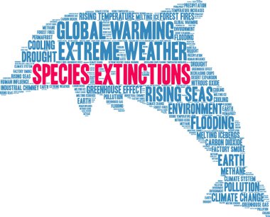 Türlerin yok olma bulut beyaz bir arka plan üzerinde kelime.. 