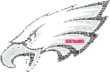 Gerrymander word cloud on a white background.  clipart