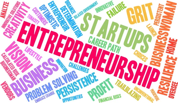 Entrepreneurship Word Cloud White Background — Stock Vector