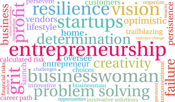 Entreprenörskap Word Cloud Vit Bakgrund — Stock vektor