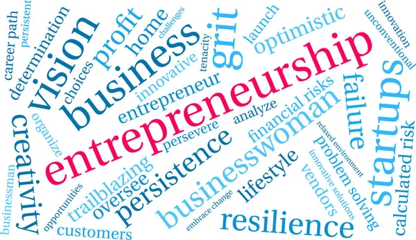 白い背景に起業家精神の単語の雲 — ストックベクタ