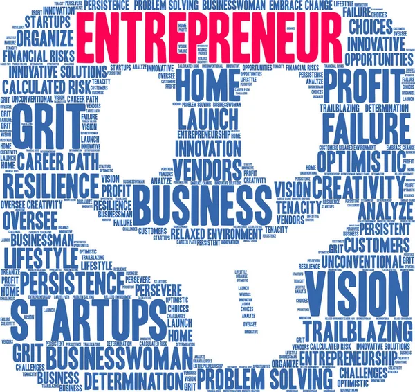 Entreprenör Word Cloud Vit Bakgrund — Stock vektor