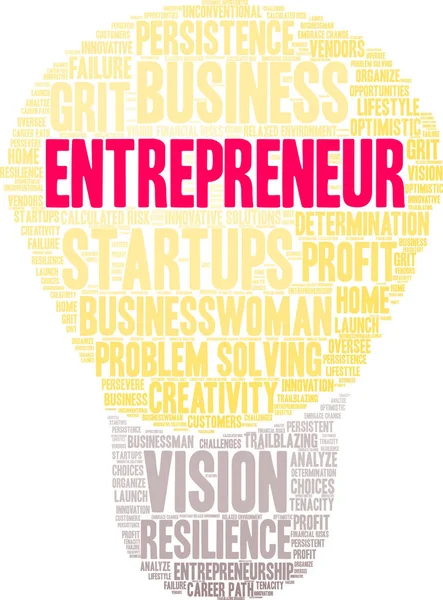 Entrepreneur Word Cloud White Background — Stock Vector