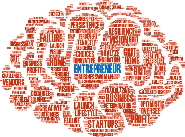 Entrepreneur Mot Nuage Sur Fond Blanc — Image vectorielle