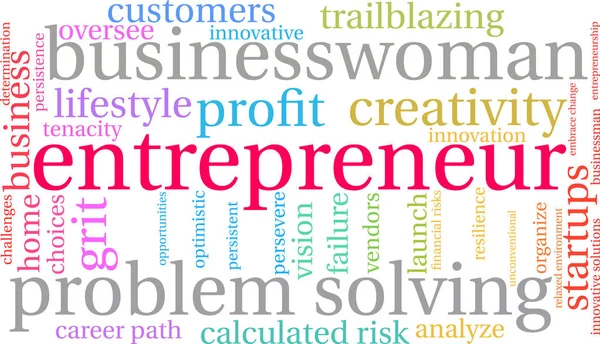 Entrepreneur Word Cloud White Background — Stock Vector