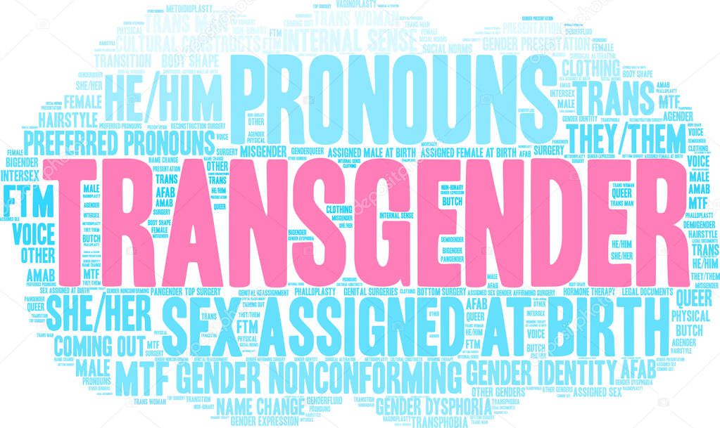 Transgender word cloud on a white background. 