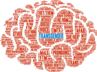 Transseksüel kelime bulut beyaz bir arka plan üzerinde. 
