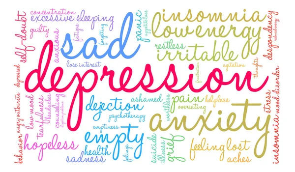 Depresyon kelime bulutu — Stok Vektör