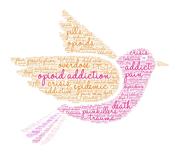 Nube de palabras de adicción a los opioides — Vector de stock