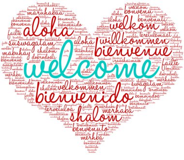 Uluslararası hoş geldiniz kelime bulutu