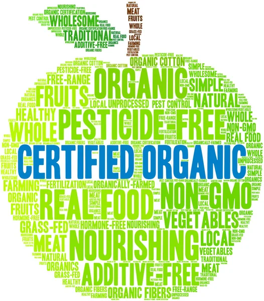 Certified Organic Word Cloud — Stock Vector