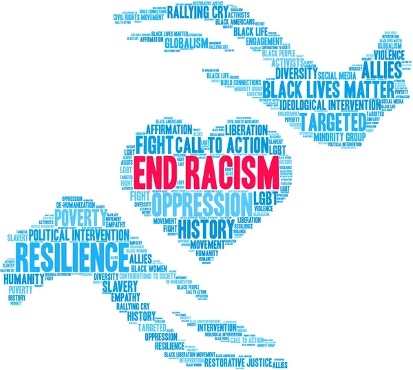 End Racism Word Cloud — Stock Vector