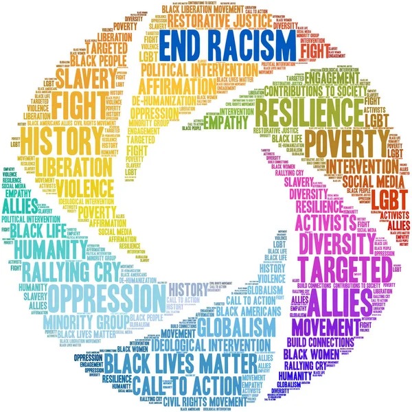 Acabar con el racismo Word Cloud — Vector de stock