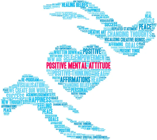 Positive Mental Attitude Brain Word Cloud — Stock Vector