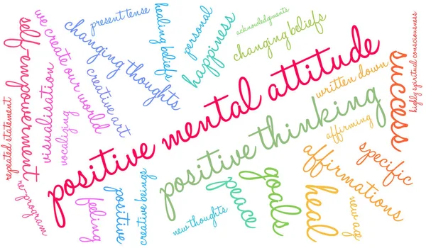 Atitude Mental Positiva Cérebro Word Cloud — Vetor de Stock