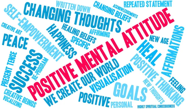 Actitud mental positiva Cerebro Palabra Nube — Vector de stock