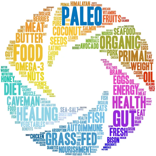 Paleo cerebro palabra nube — Vector de stock