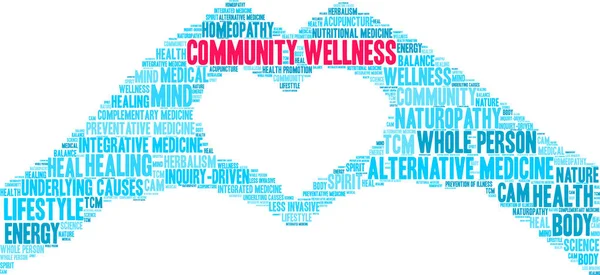 Comunità Wellness Word Cloud — Vettoriale Stock