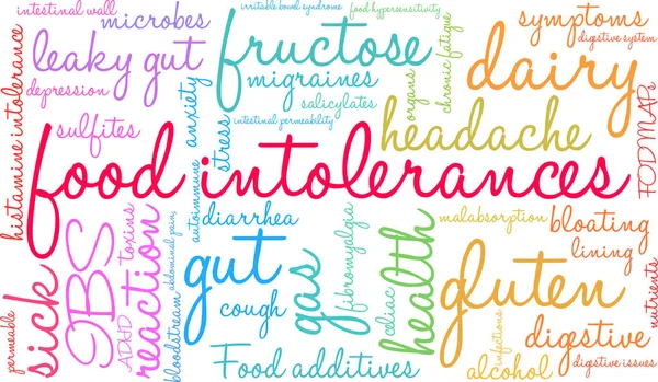 Intolerancias alimentarias Word Cloud — Archivo Imágenes Vectoriales