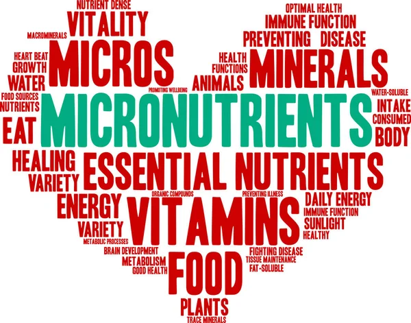 Micronutrienți Word Cloud — Vector de stoc