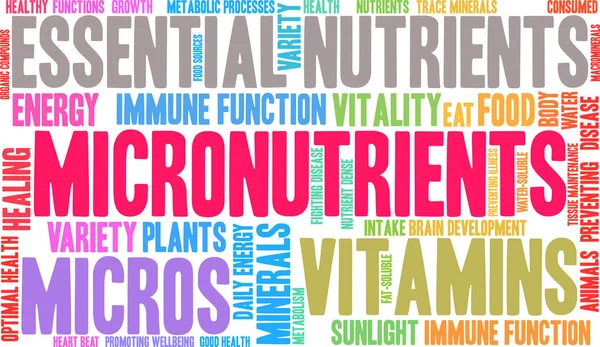 Micronutrientes Word Cloud — Vector de stock