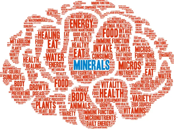 Minerales Word Cloud — Vector de stock