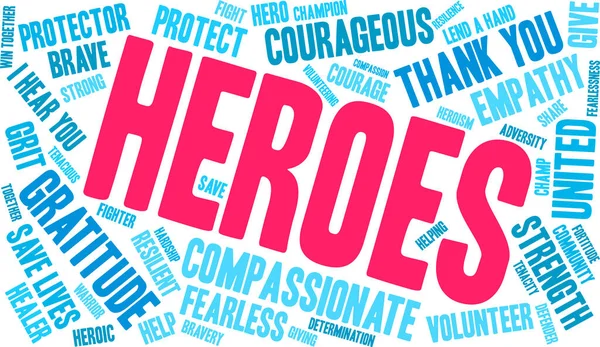 Heroes Mot Nuage Sur Fond Blanc — Image vectorielle