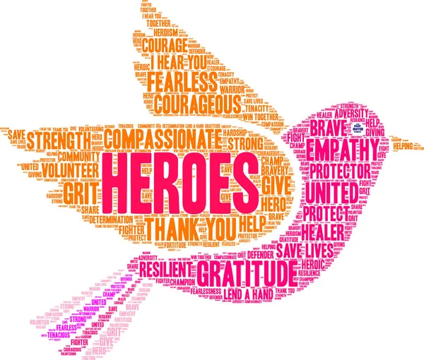 Heroes Mot Nuage Sur Fond Blanc — Image vectorielle