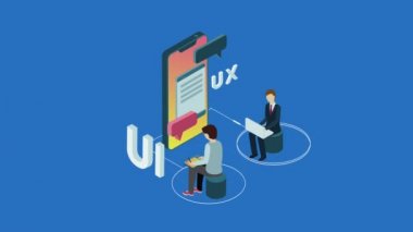 Ux Uv Design'ın düz tasarım isometrik konsepti.
