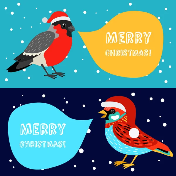 Merry Christmas banners with birds