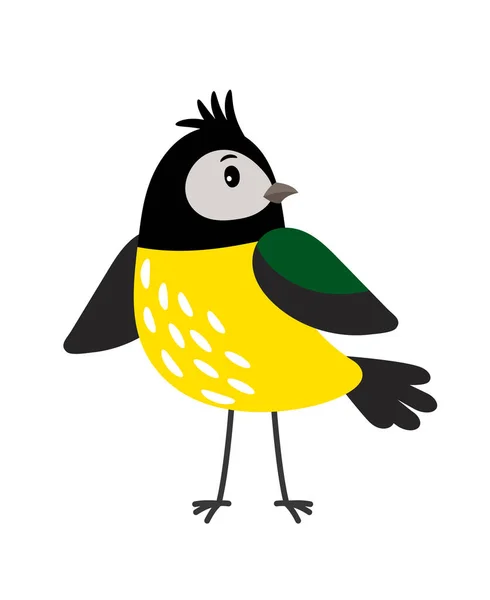 Yellow cartoon tit bird